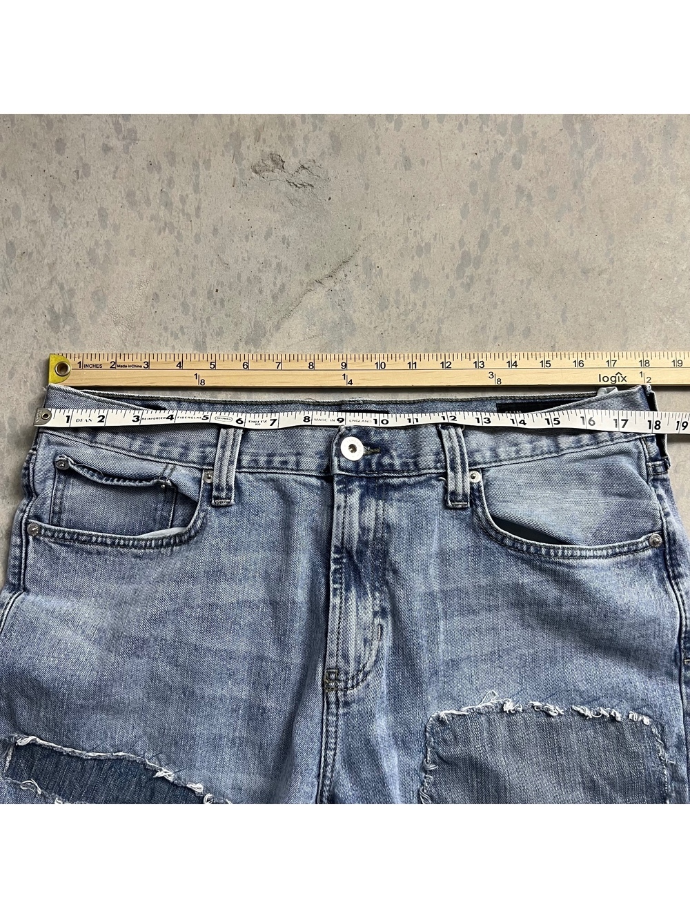 VTG Y2K Bullhead Patchwork Slim Jeans Mens Sz. 36X32 (Fits 36X30) Distressed - Picture 4 of 8